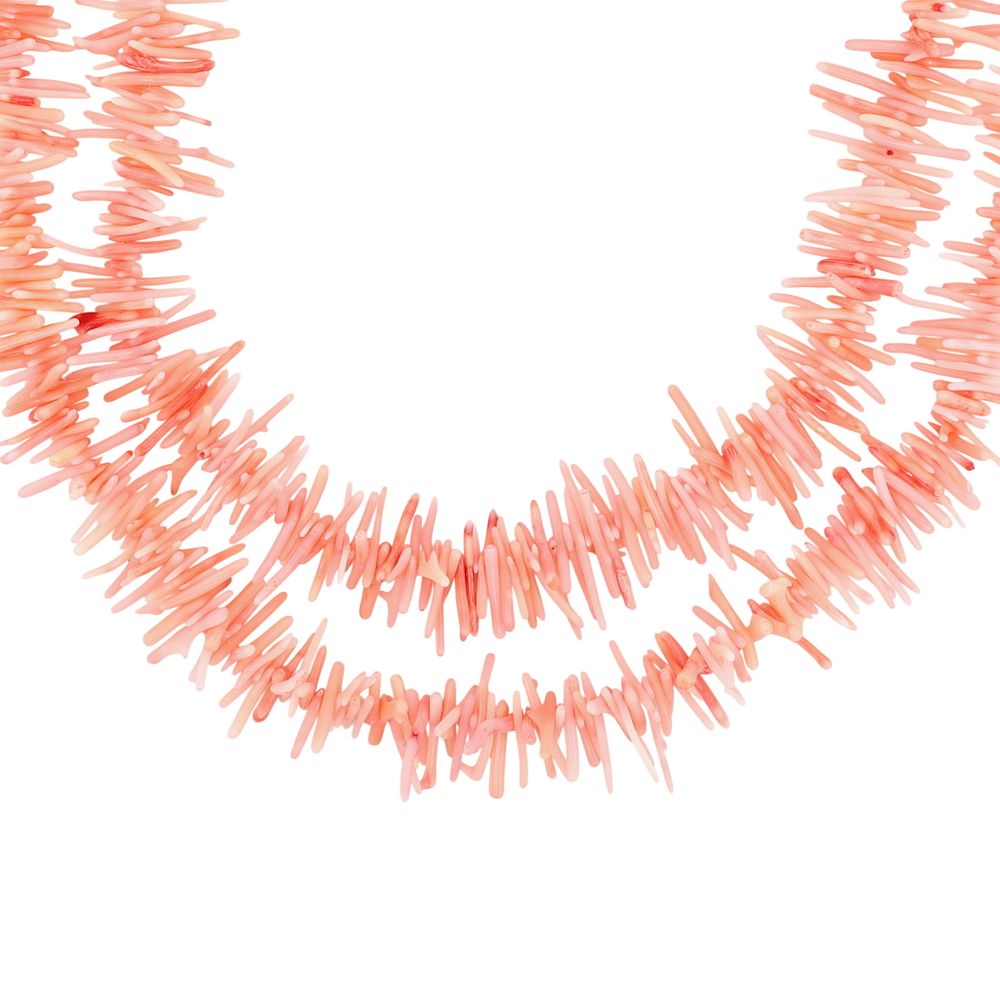 Lot 481: Vintage Silver Tone Dyed Pink Coral Necklace