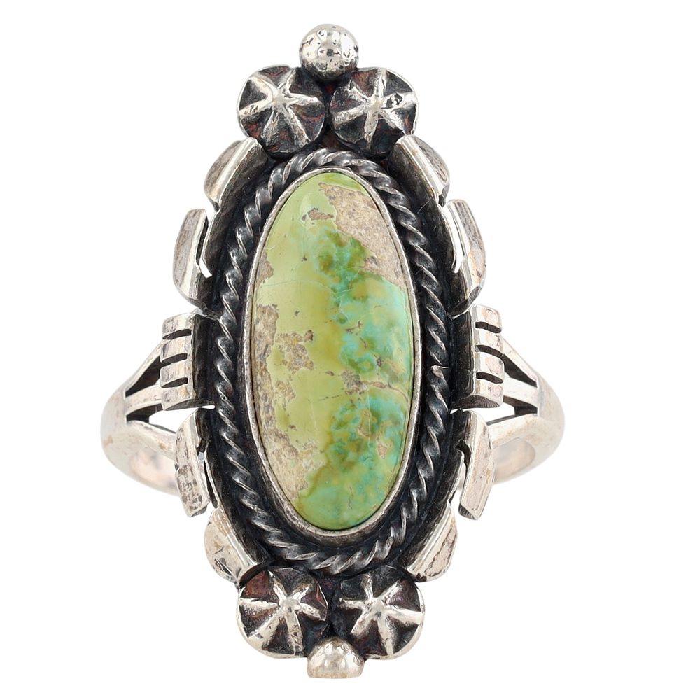 Lot 505: Marita Benally Navajo Sterling Sonoran Gold Turquoise Ring Sz 10