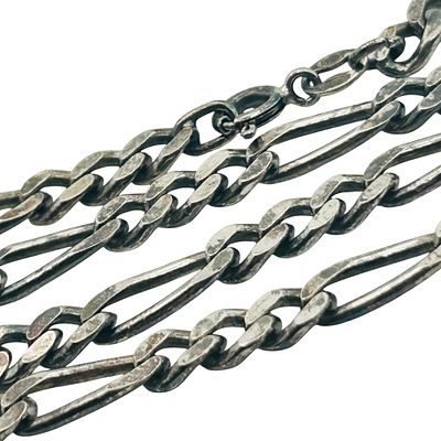 Italy Sterling Figaro Chain Necklace. Italy sterling figaro chain necklace. 22.0g