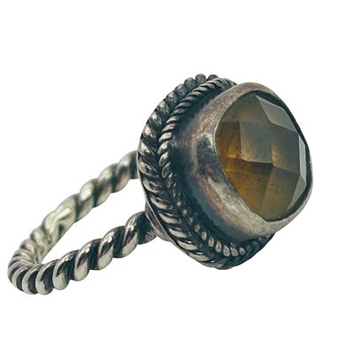 Sterling Quartz Braided Band Ring Size 6.5. 5.8g