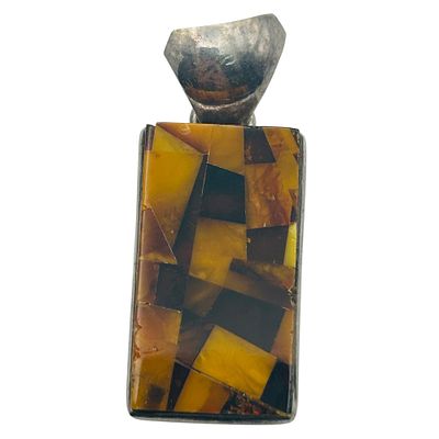 Sterling Amber Mosaic Pendant. Sterling Amber mosaic pendant. 15.4g