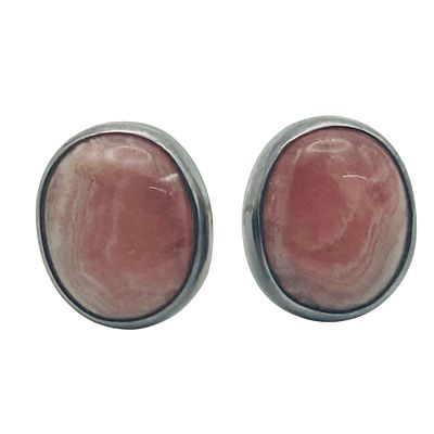 Signed 950 Silver Rhodochrosite Earrings. 5.5g