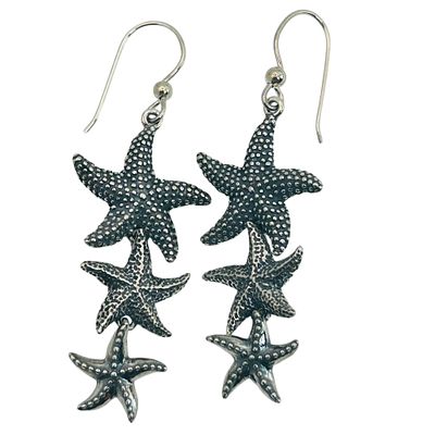 Kabana Sterling Starfish Hook Back Earrings. 10.5g
