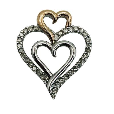 Signed Sterling 14k Diamond Accent Heart Pendant. 2.3g