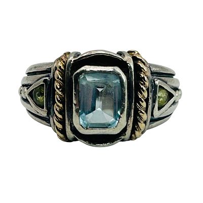 Signed Sterling 14k Sapphire Ring Size 7. 8.2g