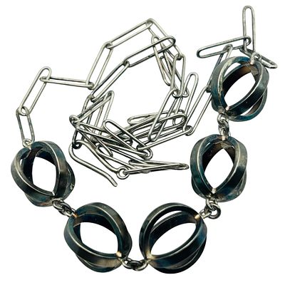 Sterling Link Chain Sphere Necklace. Sterling link chain sphere necklace. 25.0g