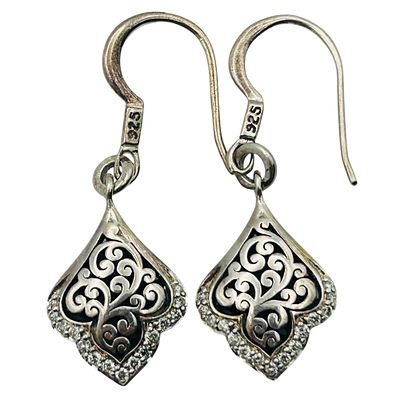 Lois Hill Sterling Diamond Earrings. 4.9g &mdash; hook back earrings