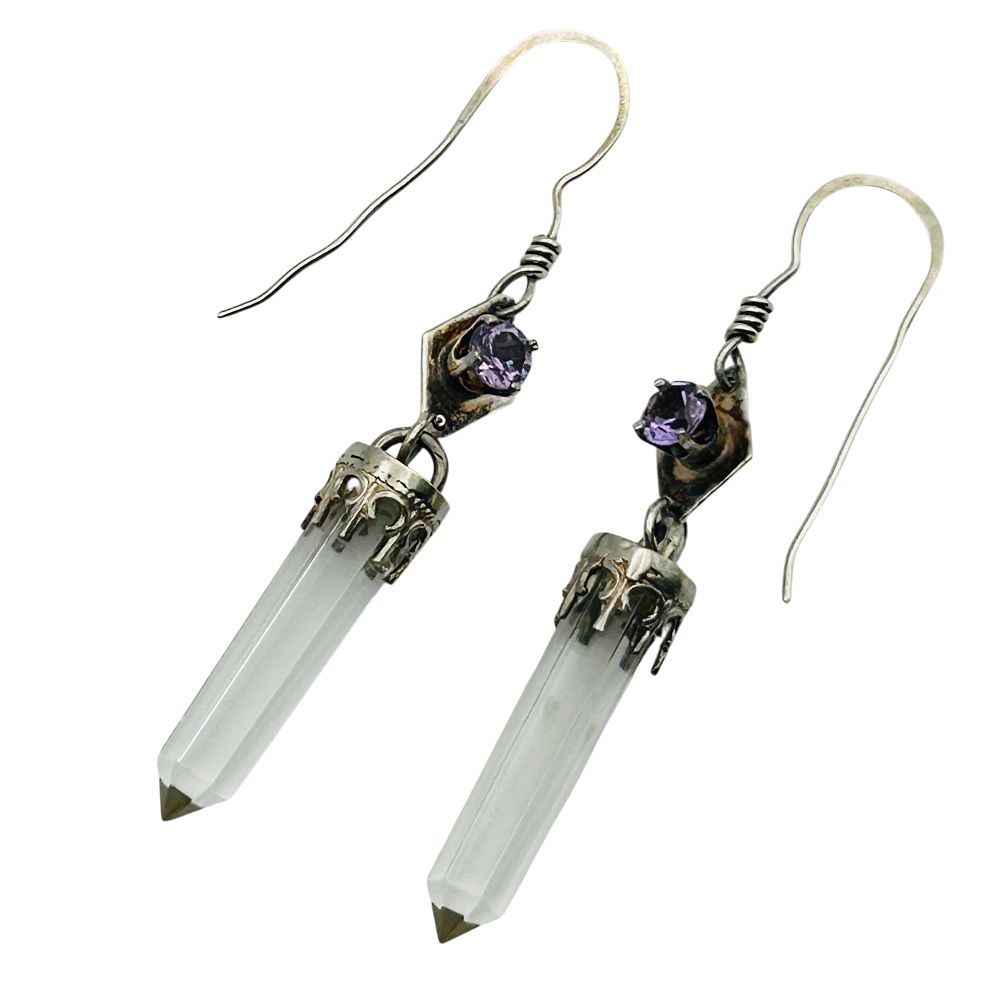Lot 453: Sterling Quartz Hook Back Earrings