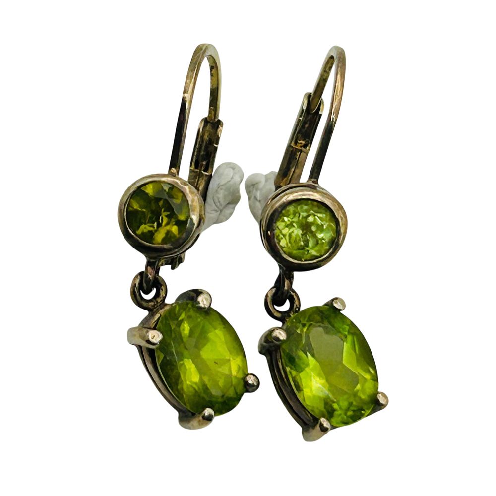Lot 476: Sterling Peridot Jacket Earrings