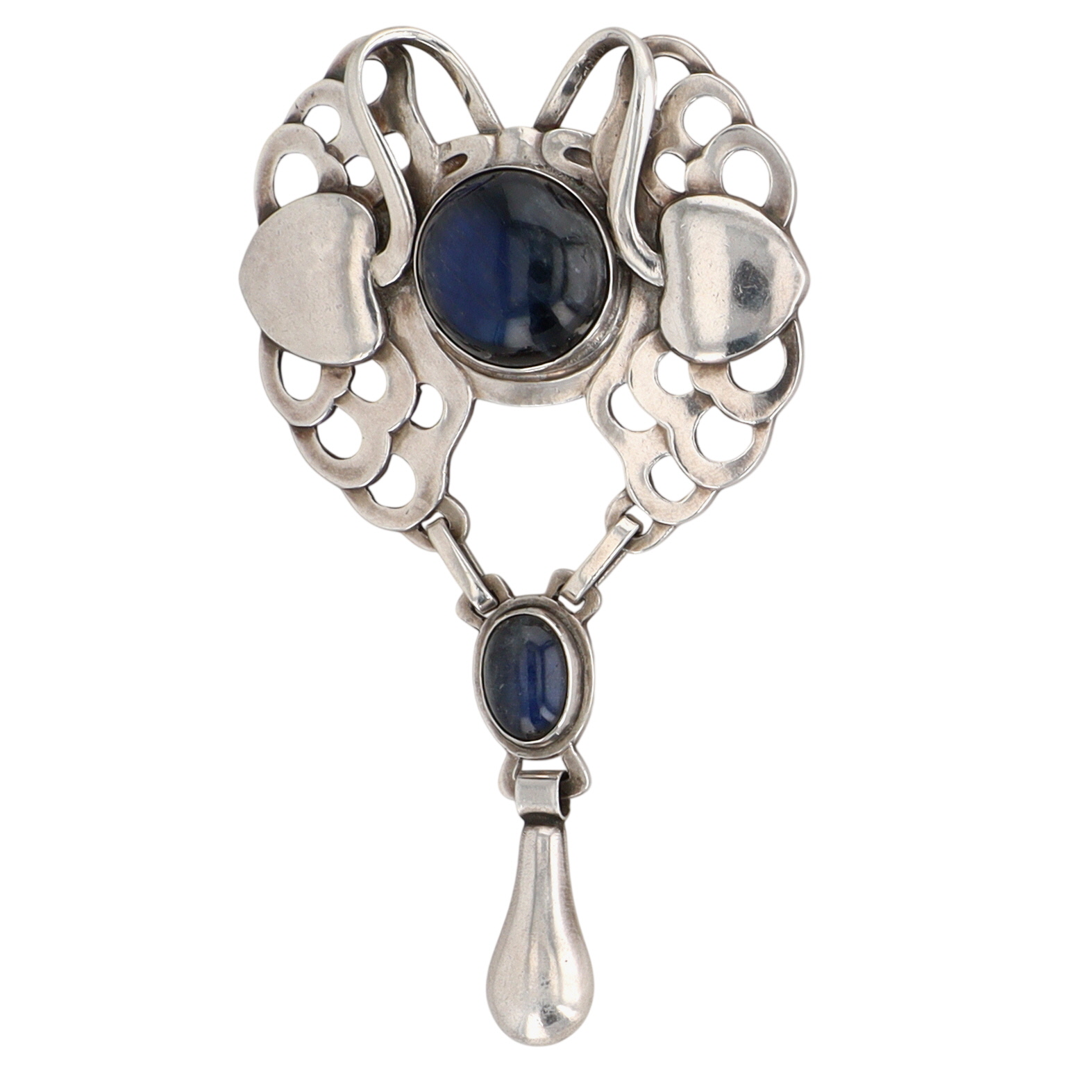 Georg Jensen Denmark Sterling Silver Moonstone Modernist Brooch Pendant