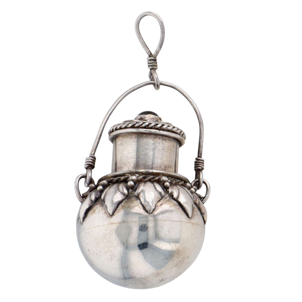Handmade Sterling Silver Onyx Etruscan Revival Urn Pendant