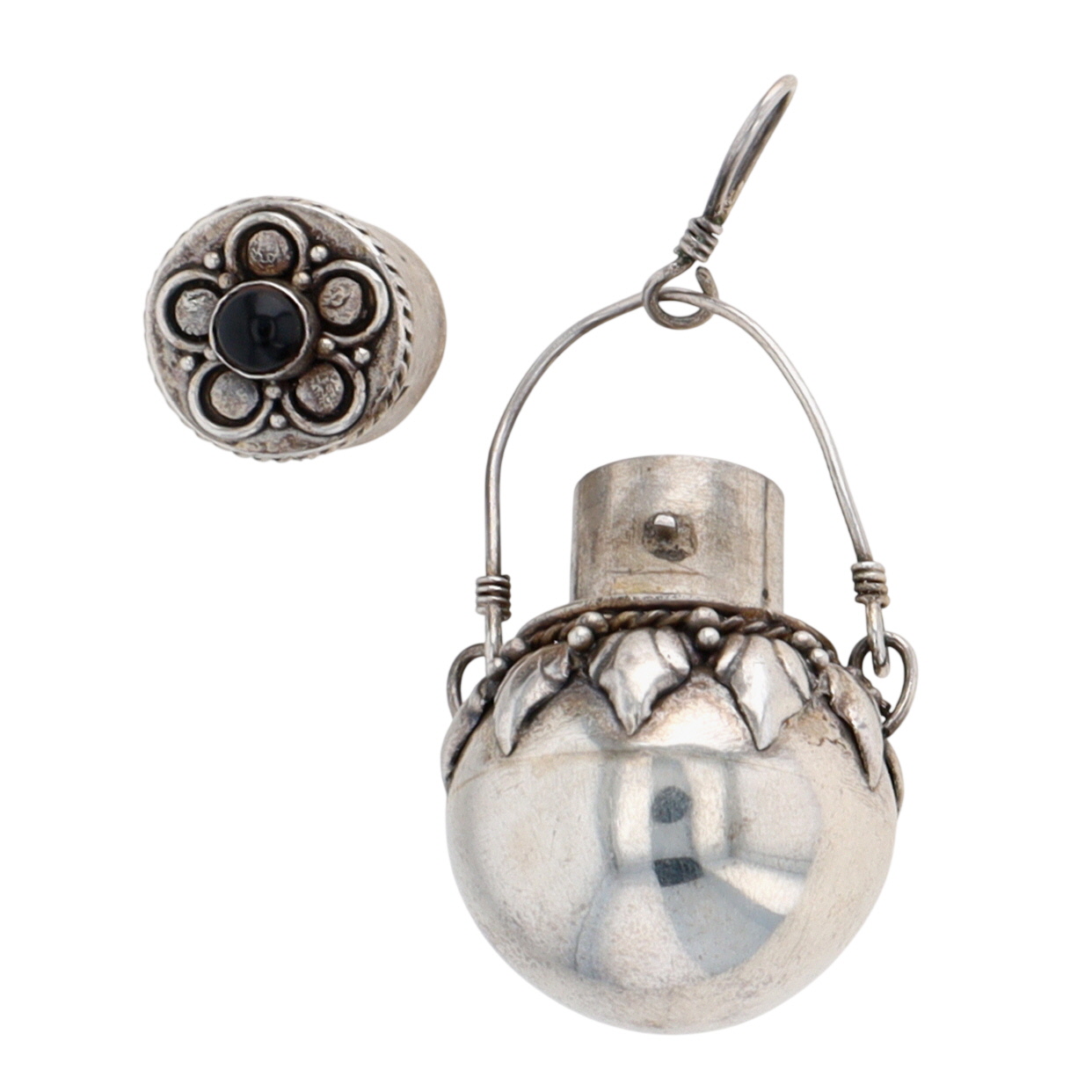 Handmade Sterling Silver Onyx Etruscan Revival Urn Pendant