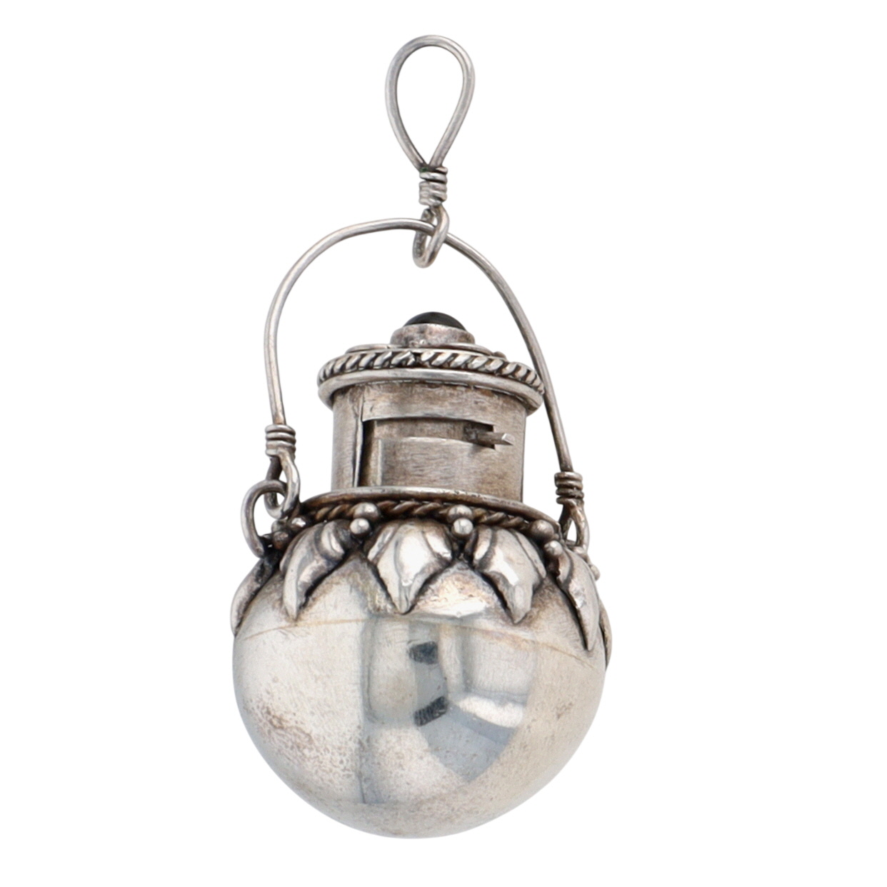 Handmade Sterling Silver Onyx Etruscan Revival Urn Pendant