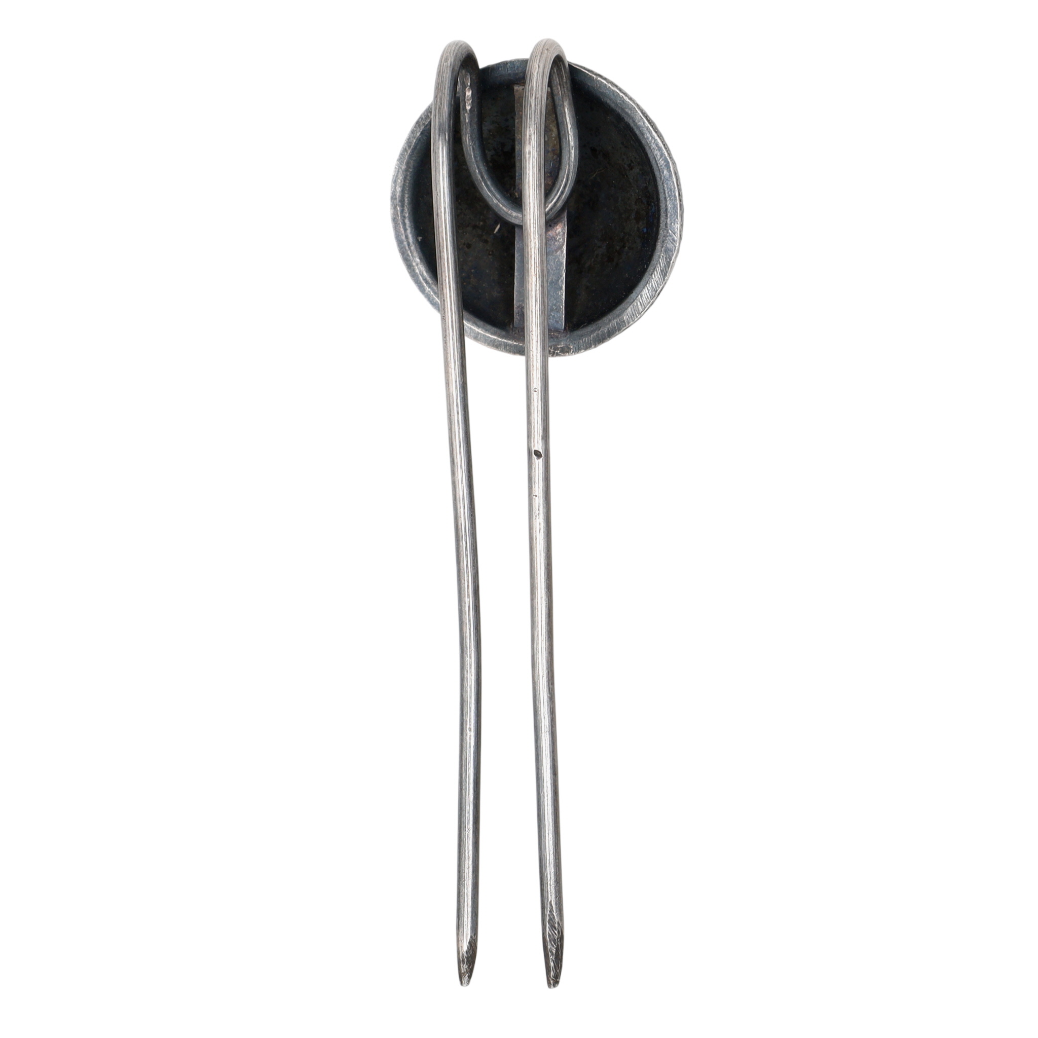 Vintage Sterling Silver Domed Dangle Double Stick Pin