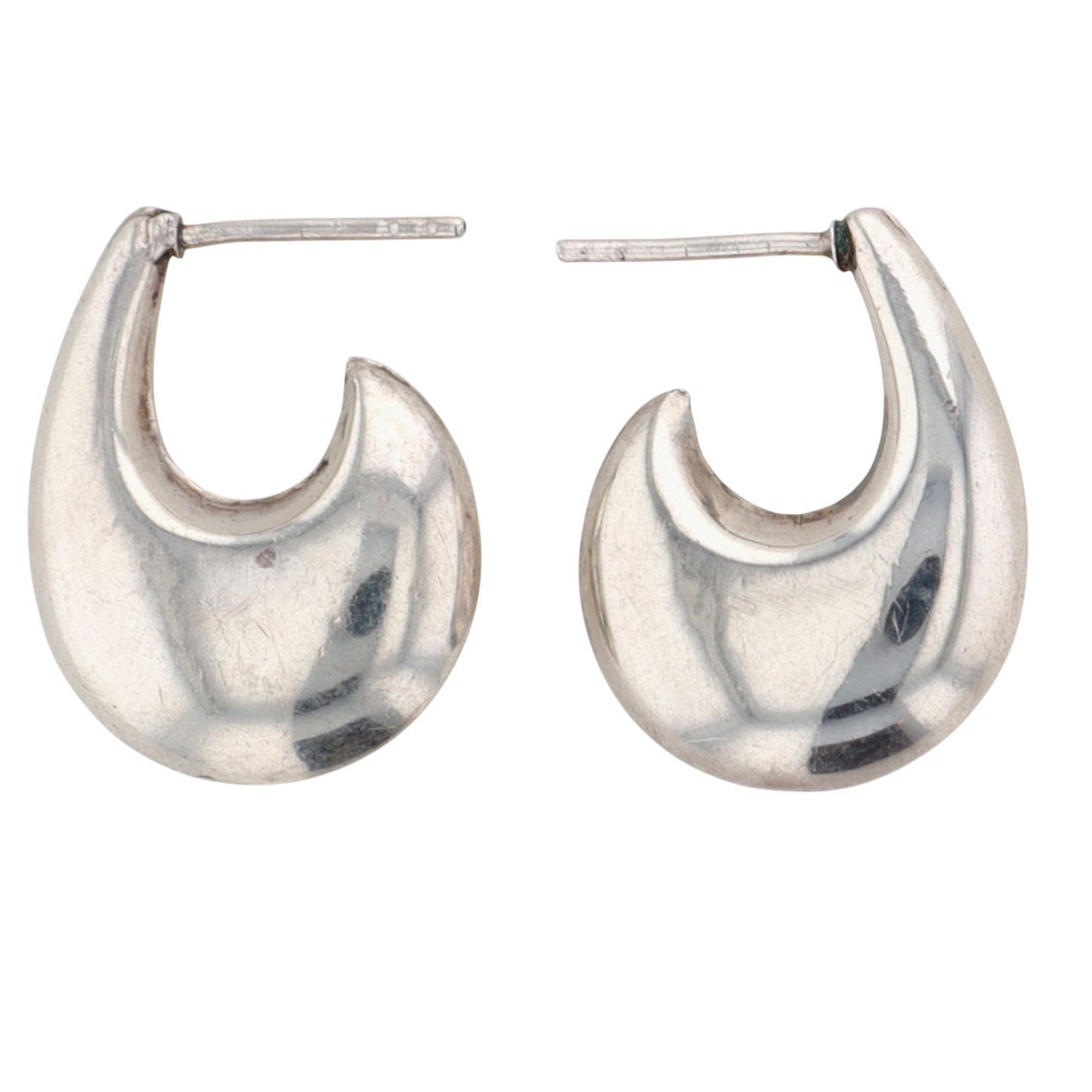 Sterling Silver Hollow Form Half Hoop Stud Earrings