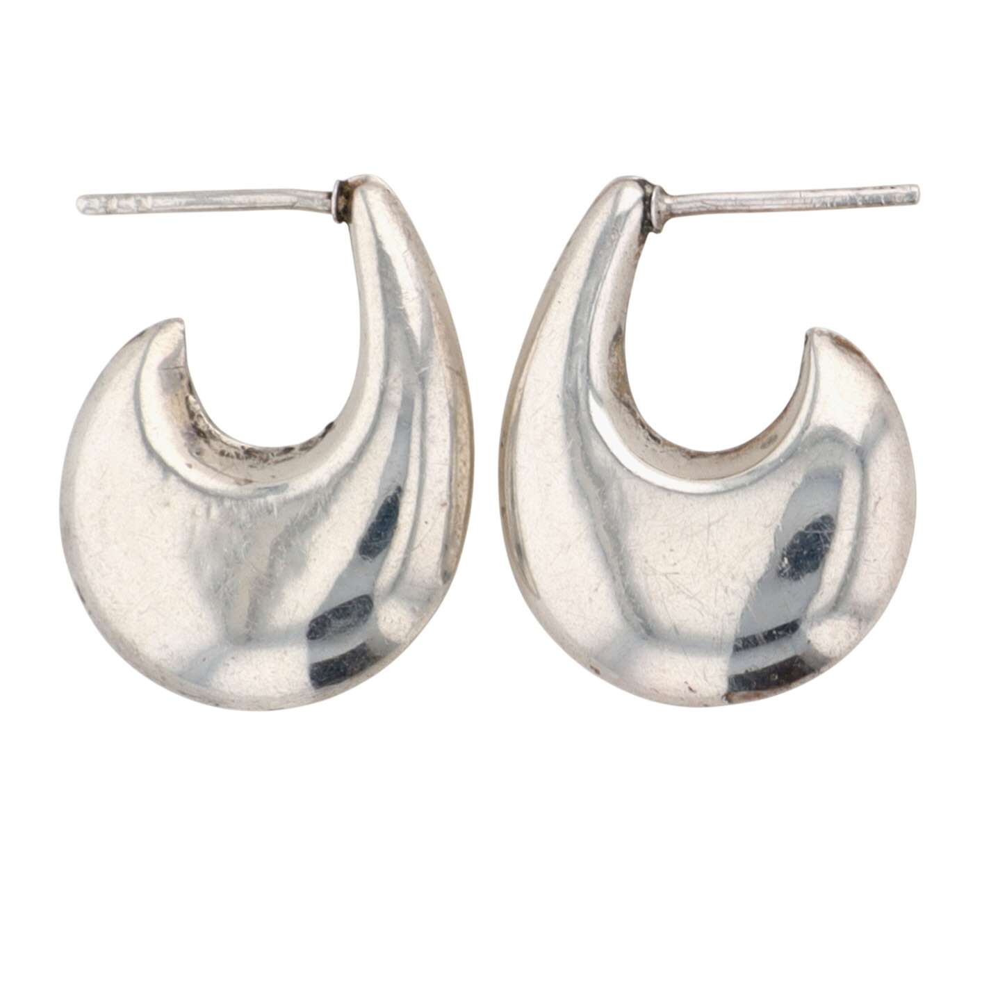 Sterling Silver Hollow Form Half Hoop Stud Earrings