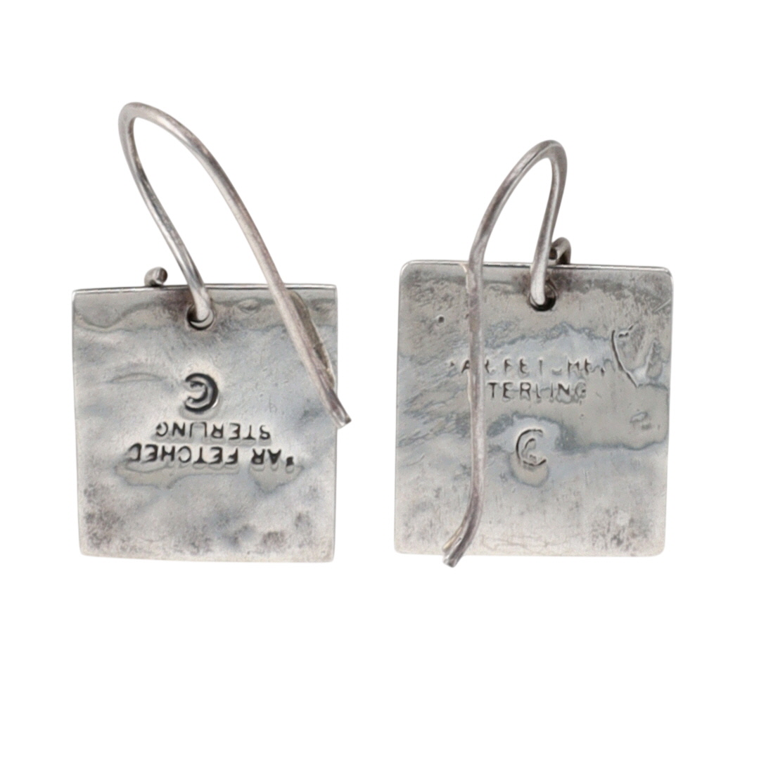 Signed Sterling Silver Heart XO Dangle Earrings