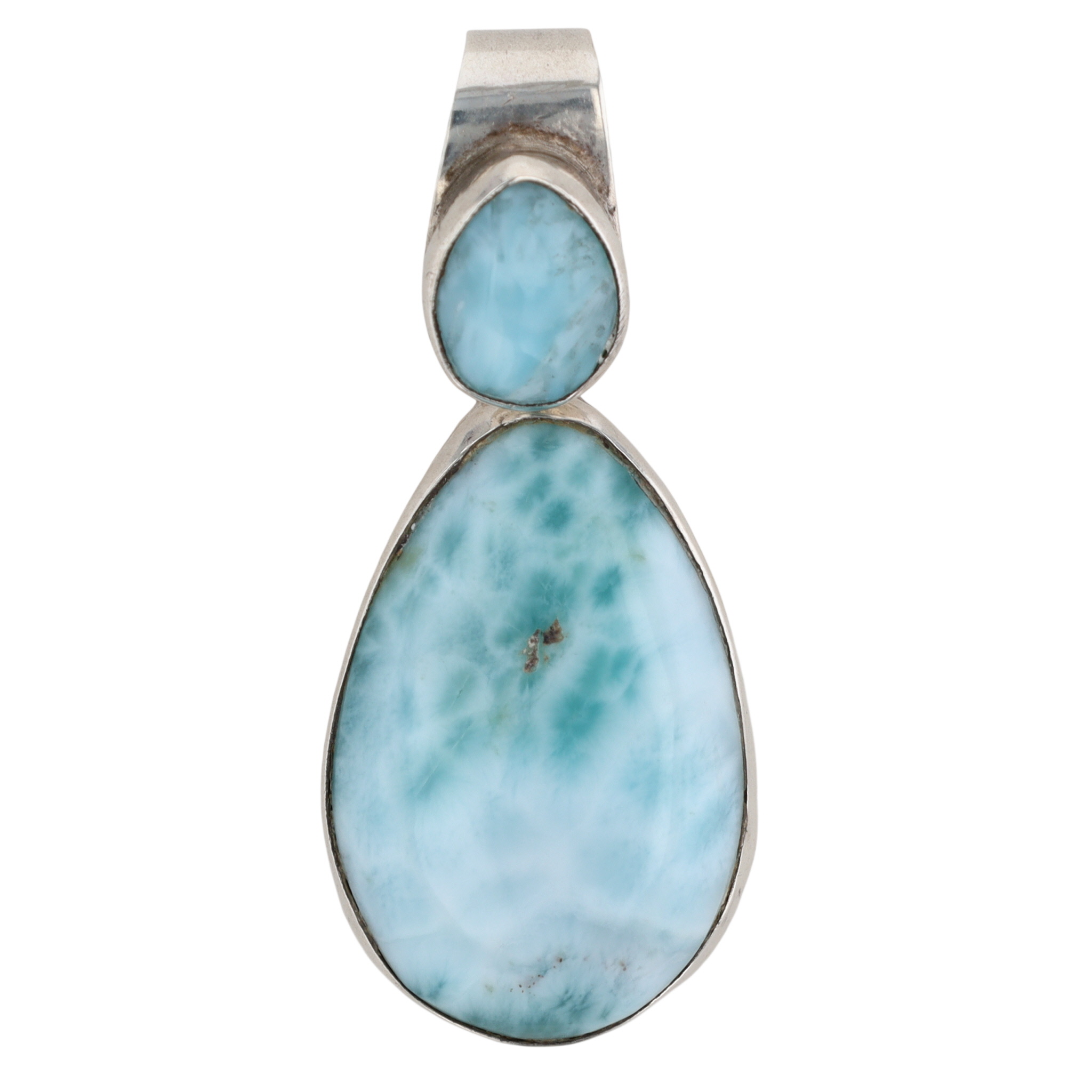 Sterling Silver Larimar Double Teardrop Pendant