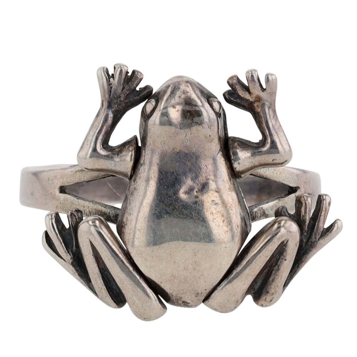 Sterling Silver Articulated Frog Ring Size 6.75