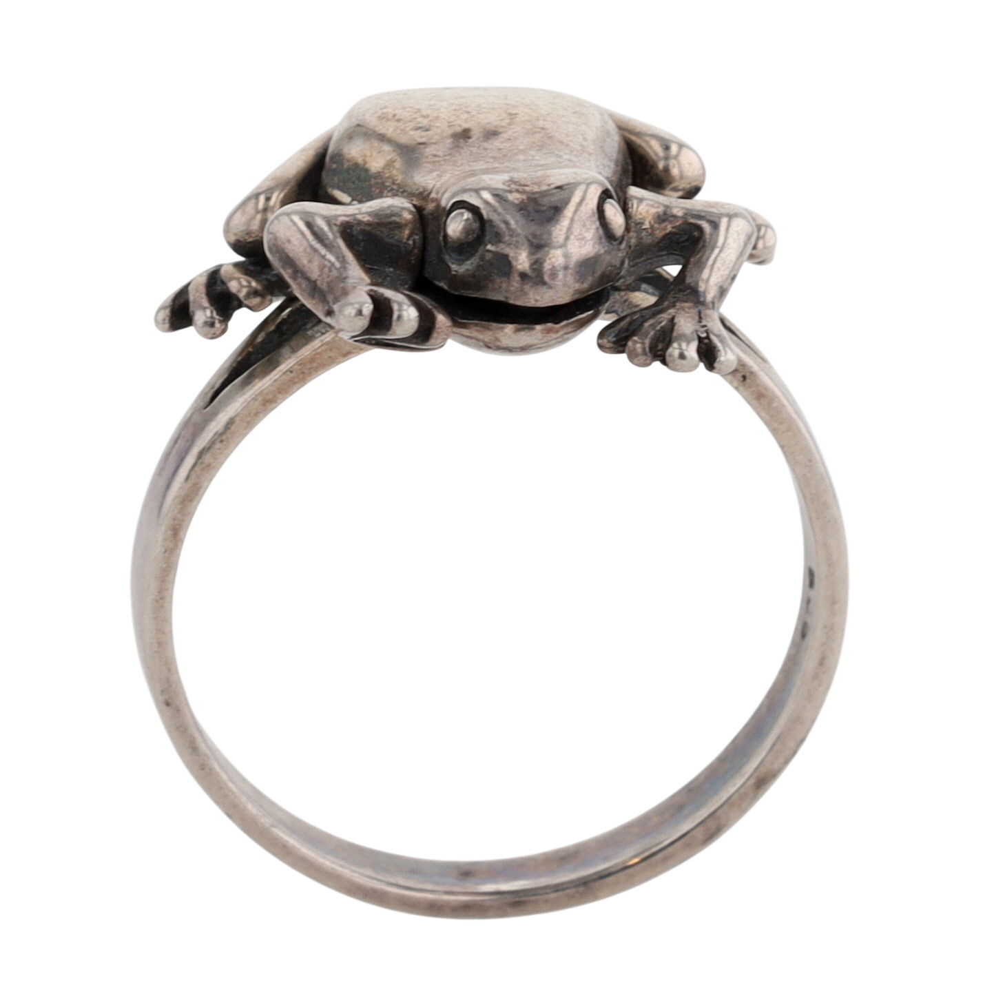 Sterling Silver Articulated Frog Ring Size 6.75