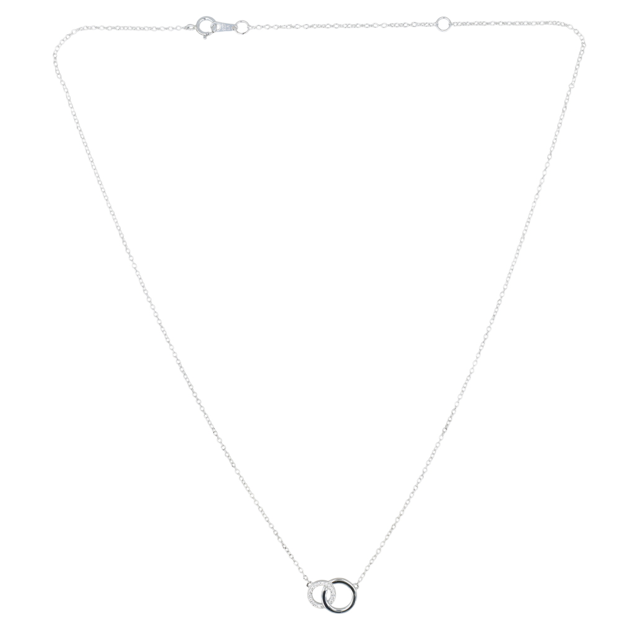 Signed Sterling Silver Rhinestone Interlocking Circle Necklace