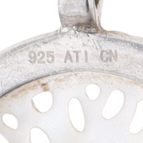 Signed Sterling Silver Mother of Pearl CZ Tree of Life Pendant