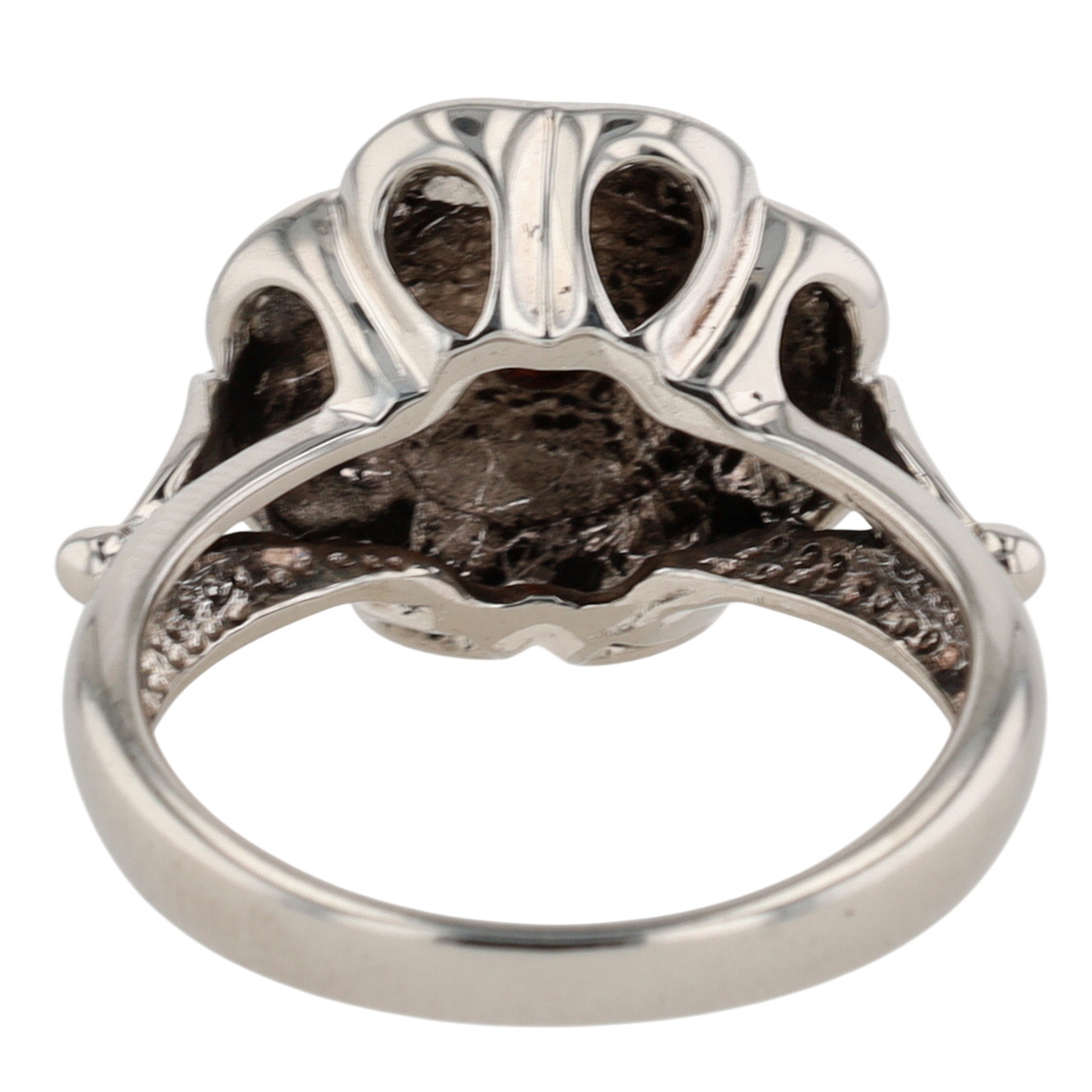 Signed Sterling Silver Garnet Enamel Flower Ring Size 8