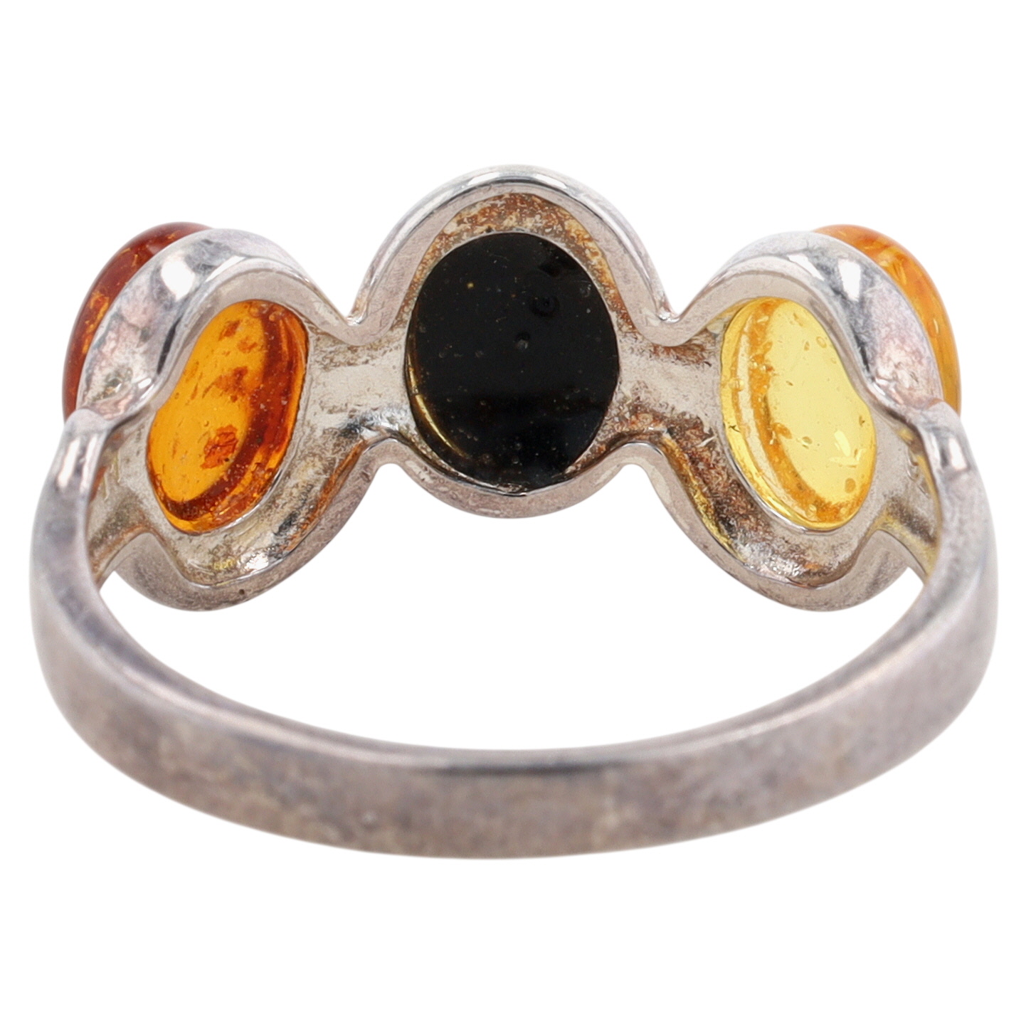 Signed Sterling Silver Multi Amber Ring Size 11
