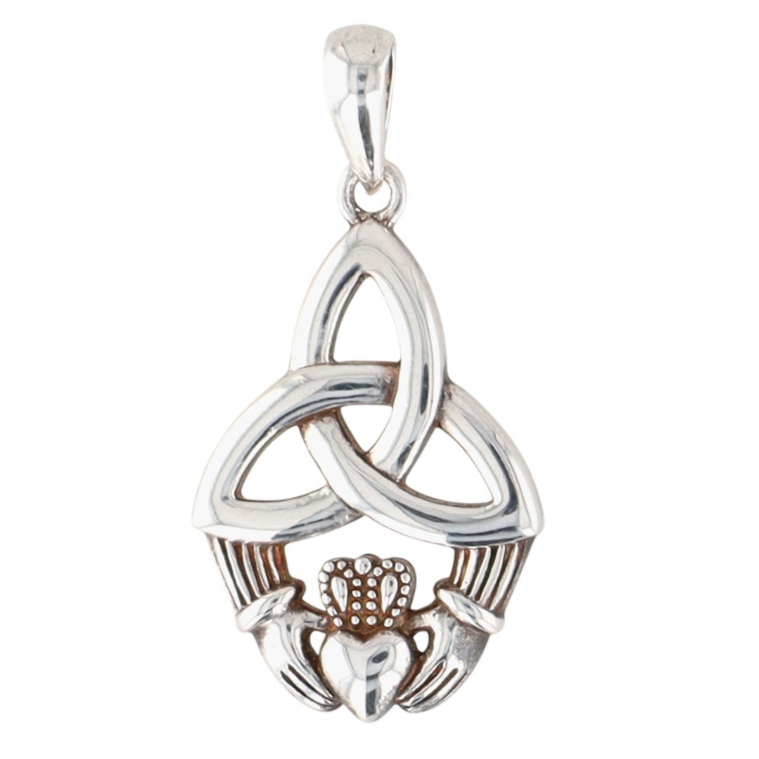Solvar Sterling Silver Celtic Knot Claddagh Pendant