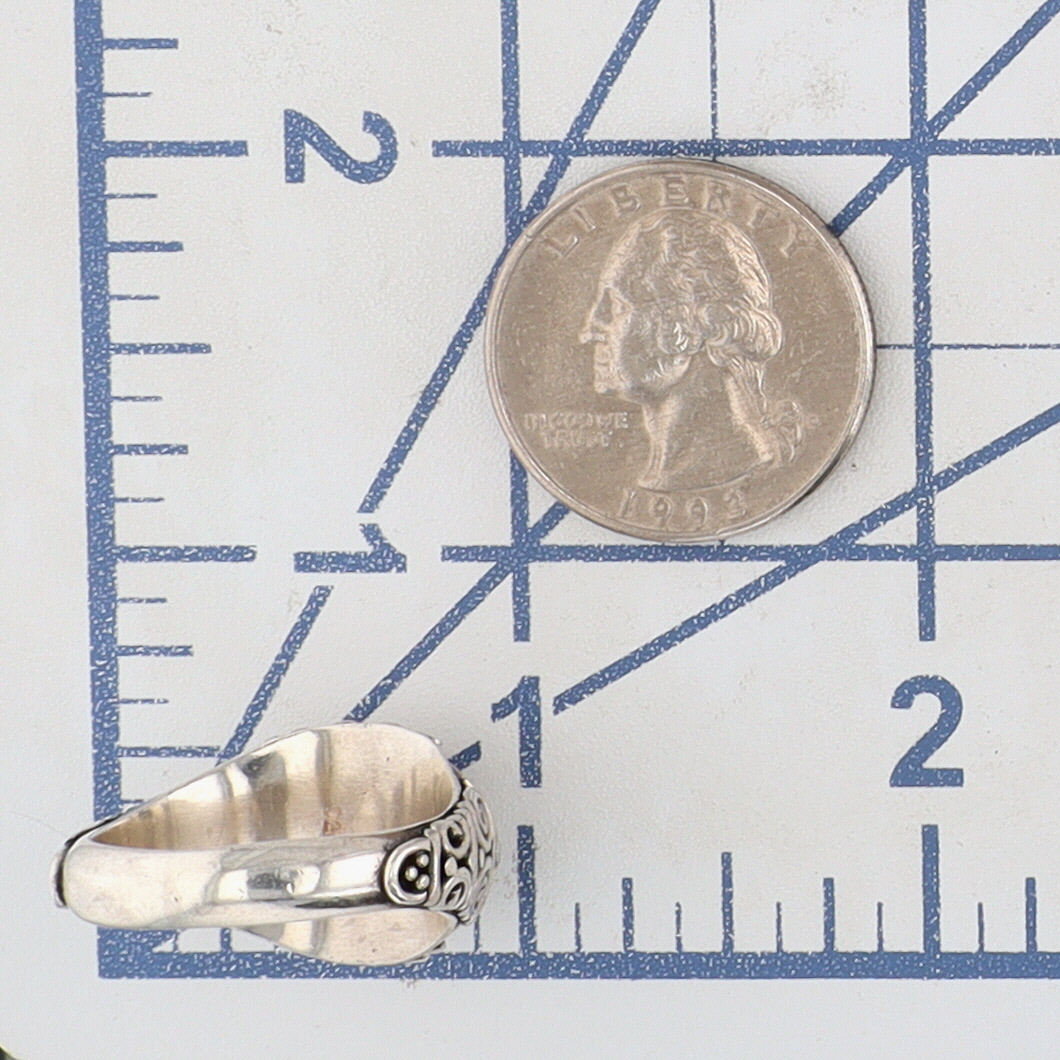 Signed Sterling Silver Topaz Swirl Ring Size 8.25