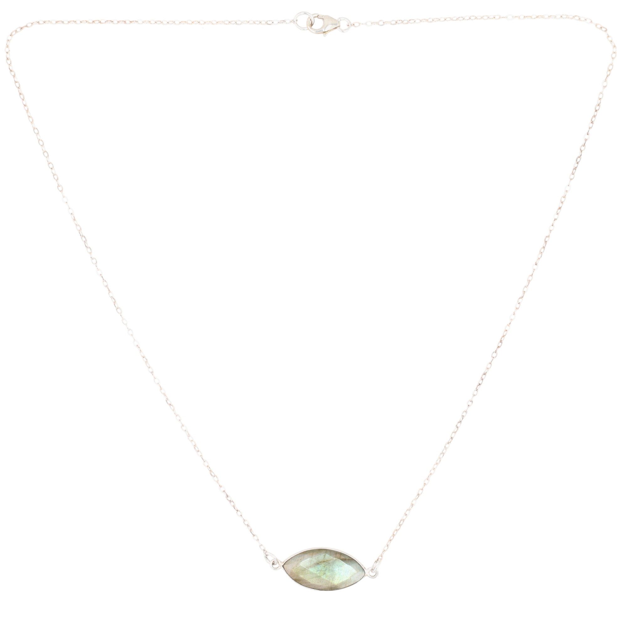 Sterling Silver Labradorite Marquise Necklace