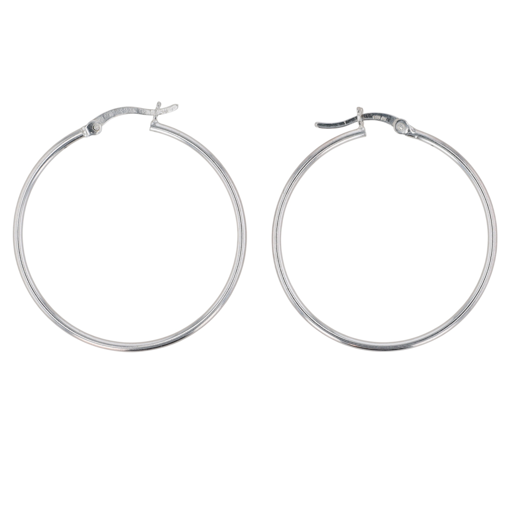 Signed Sterling Silver Polished Hoop Earrings