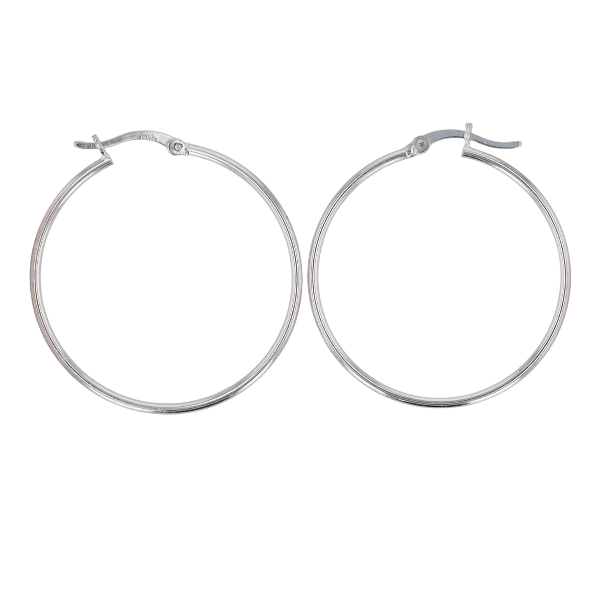Signed Sterling Silver Polished Hoop Earrings