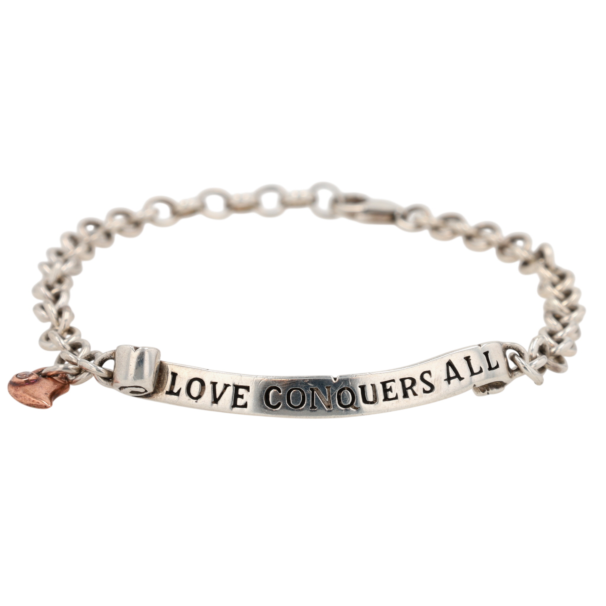 Signed Sterling Silver Love Conquers All Bracelet