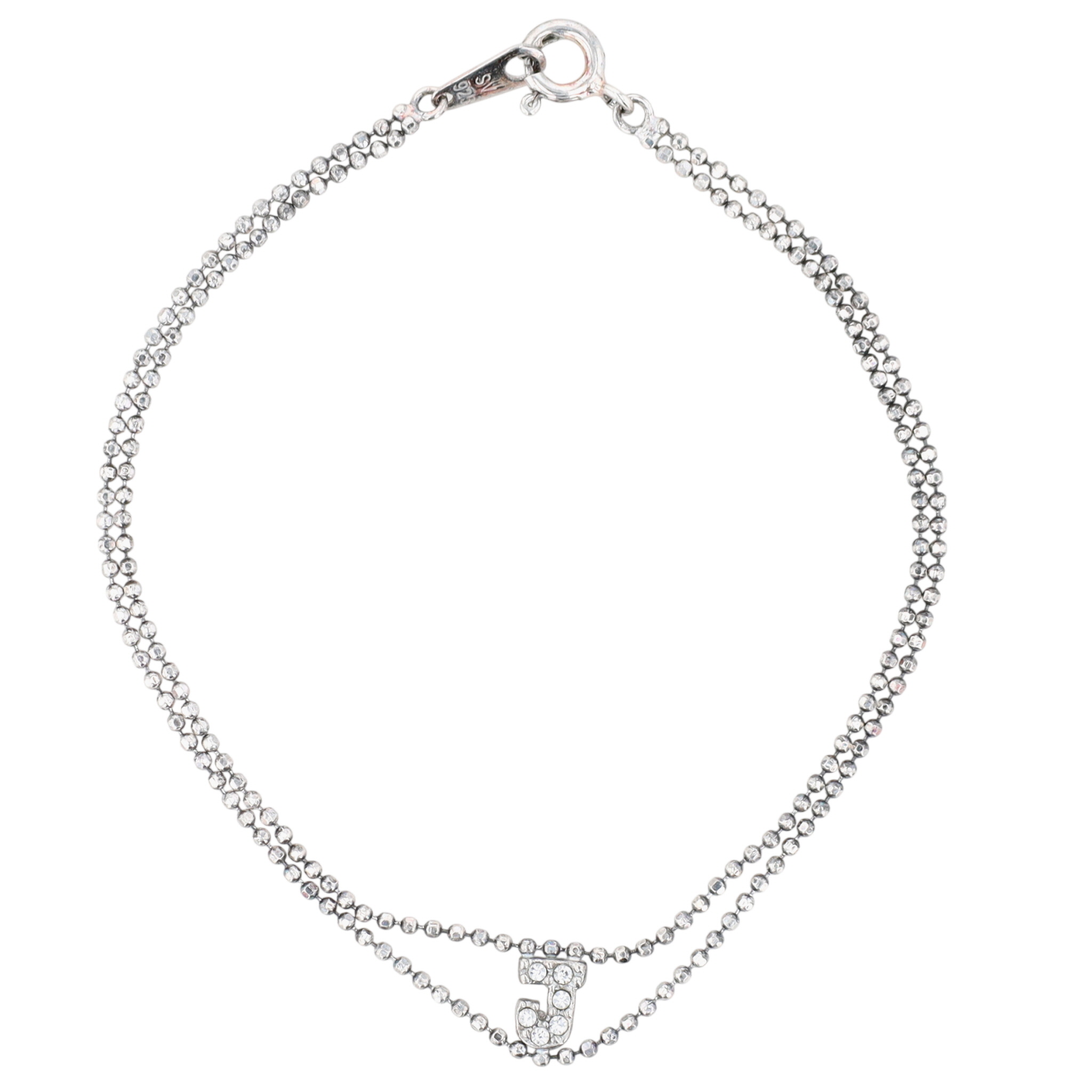 Signed Sterling Silver Rhinestone Initial Bracelet