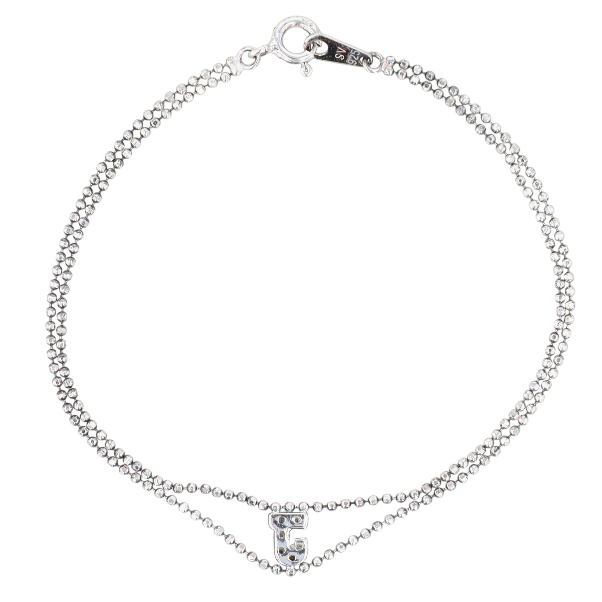 Signed Sterling Silver Rhinestone Initial Bracelet