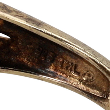 Signed Gold Over Sterling Silver Diamond Teardrop Ring Size 6.75