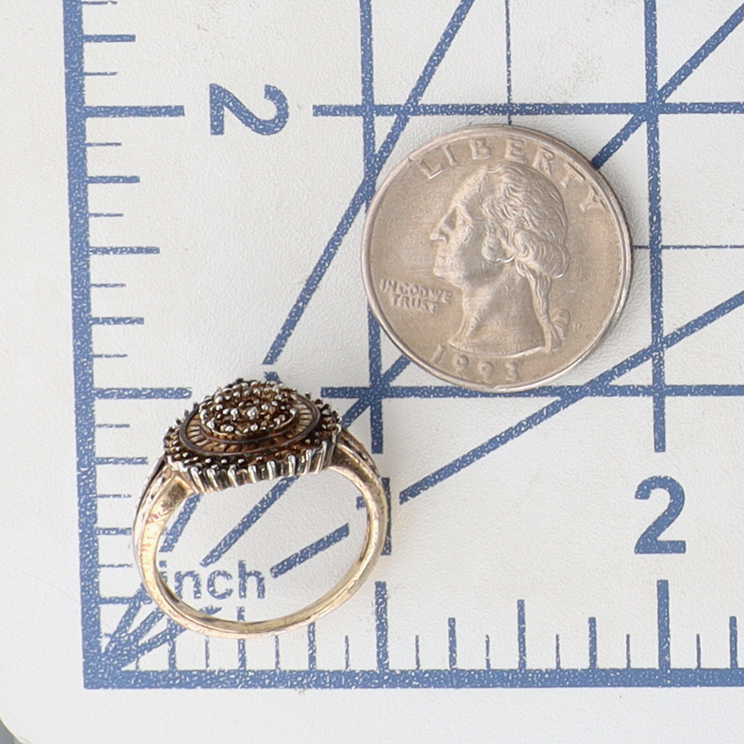 Signed Gold Over Sterling Silver Diamond Teardrop Ring Size 6.75