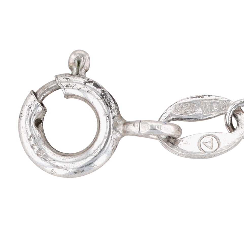 Signed Italian Sterling Silver Curb Chain Necklace
