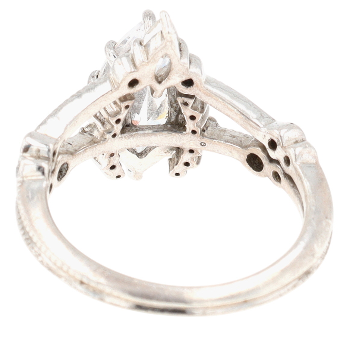935 Silver CZ Marquise Cut Statement Ring Size 5.25