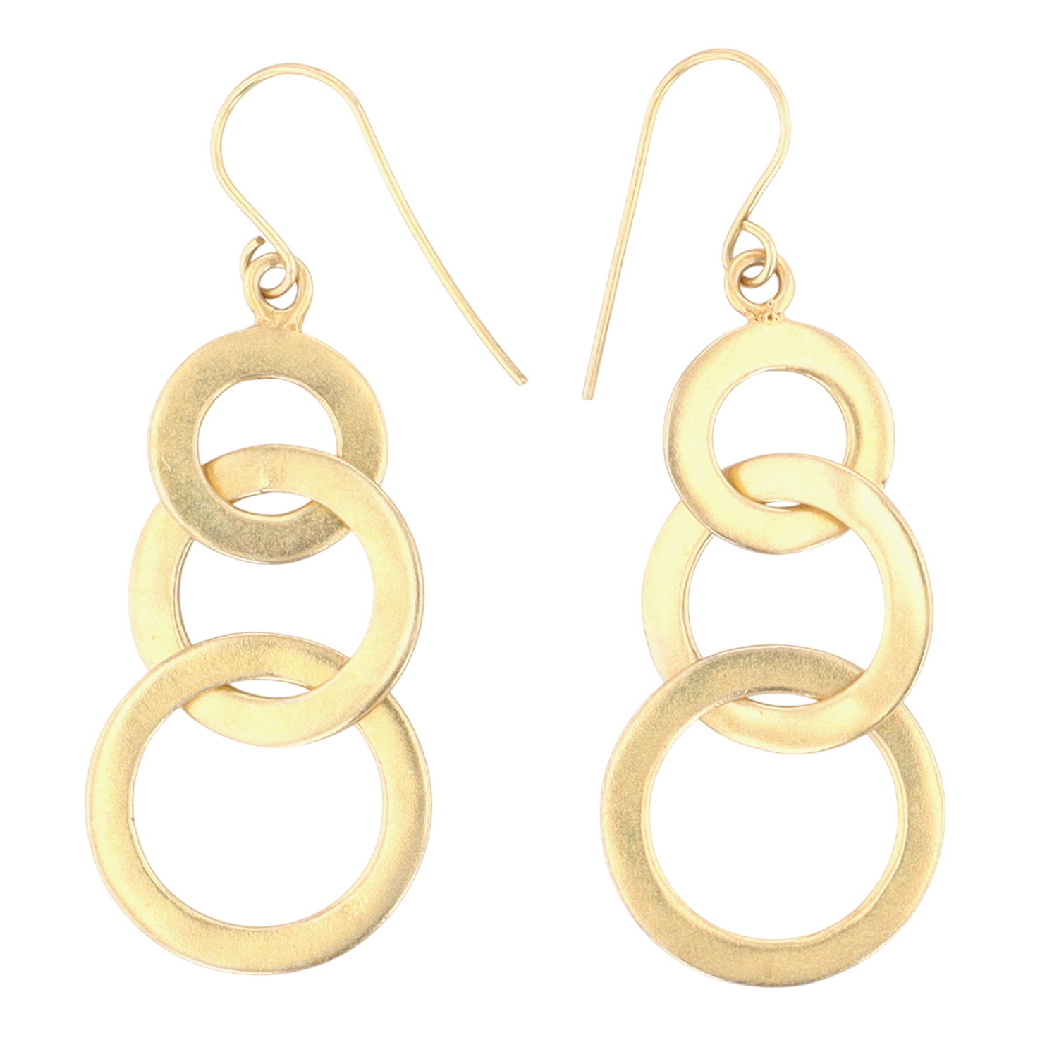 Gold Over Sterling Silver Triple Circle Dangle Earrings