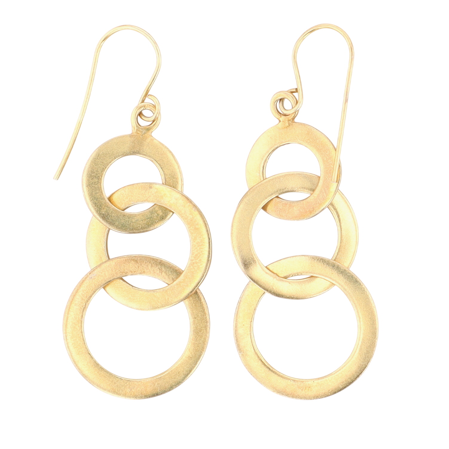 Gold Over Sterling Silver Triple Circle Dangle Earrings