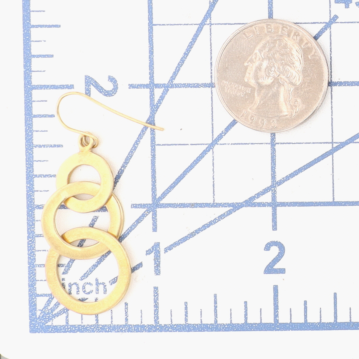 Gold Over Sterling Silver Triple Circle Dangle Earrings