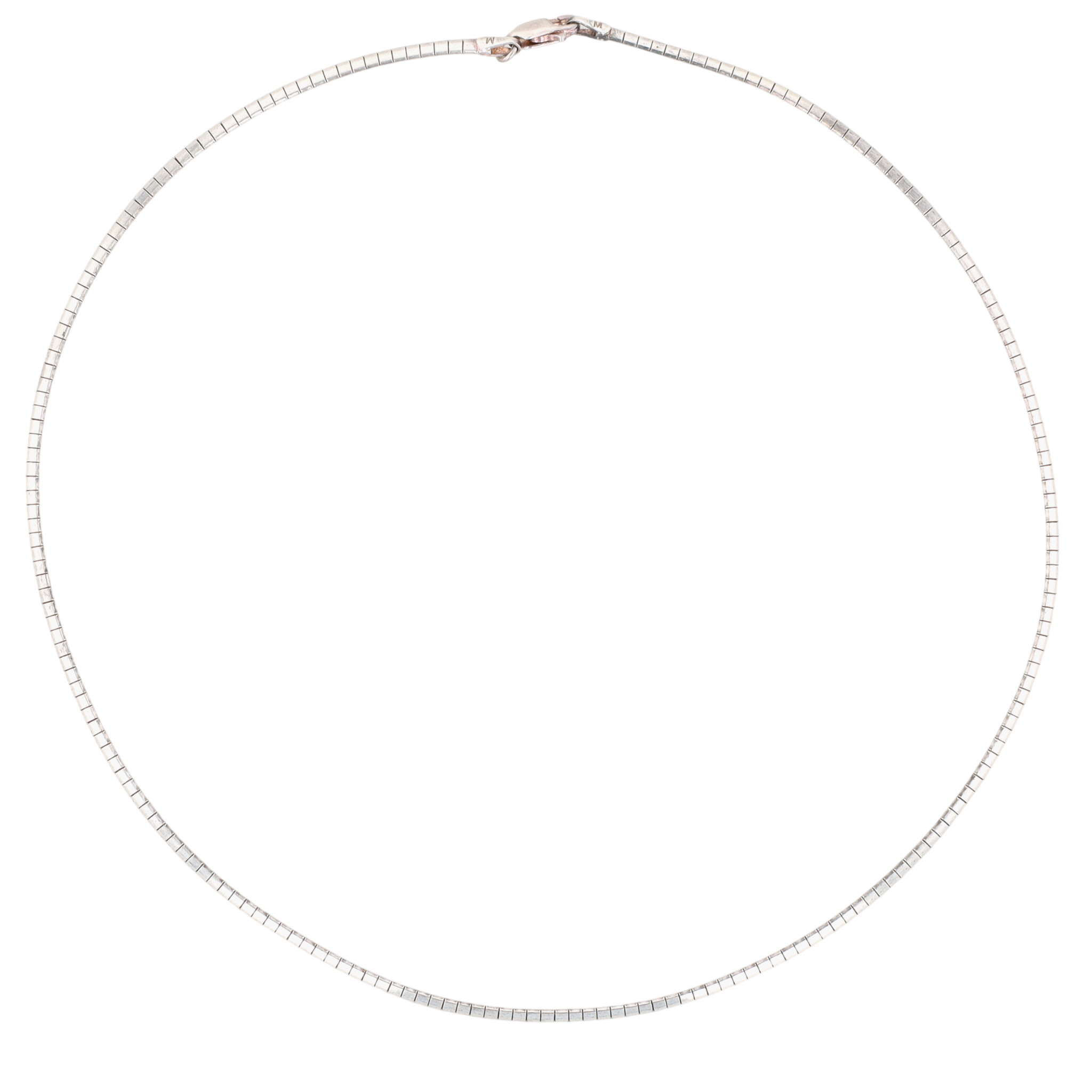 Signed Italy Sterling Silver Omega Chain Necklace