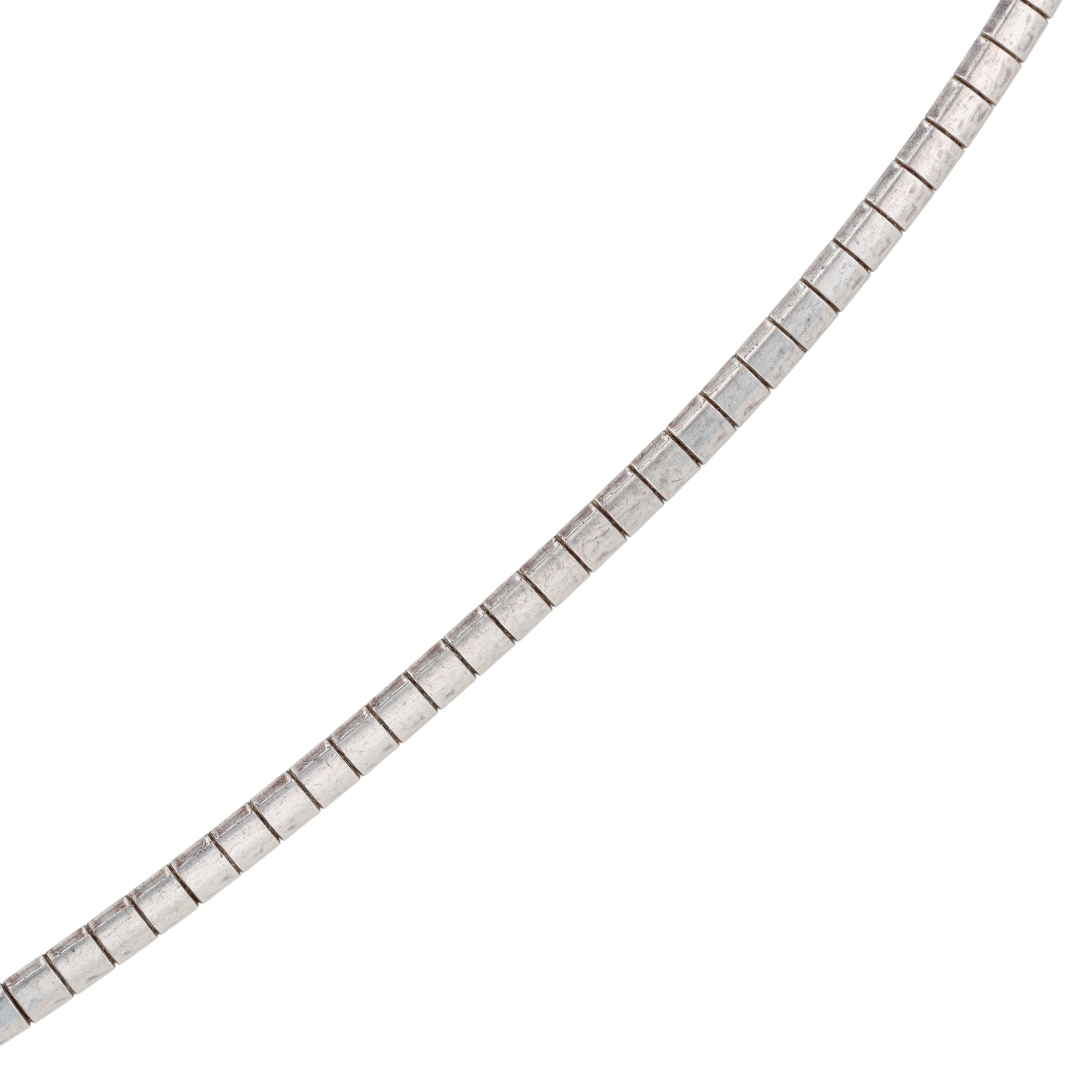 Signed Italy Sterling Silver Omega Chain Necklace