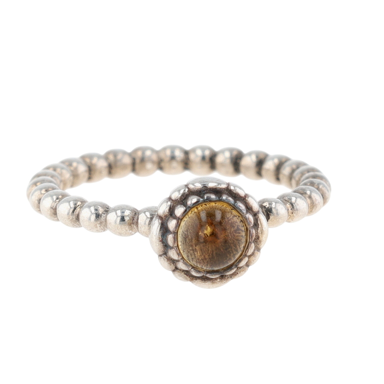 Pandora Sterling Silver Citrine Blooming Dot Ring Size 7