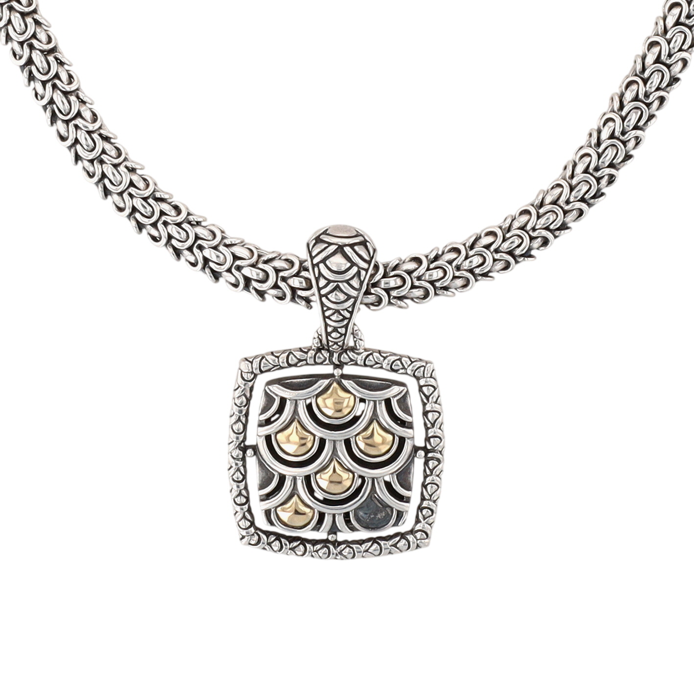 John Hardy 18K Yellow Gold Sterling Silver Dragon Scale Necklace