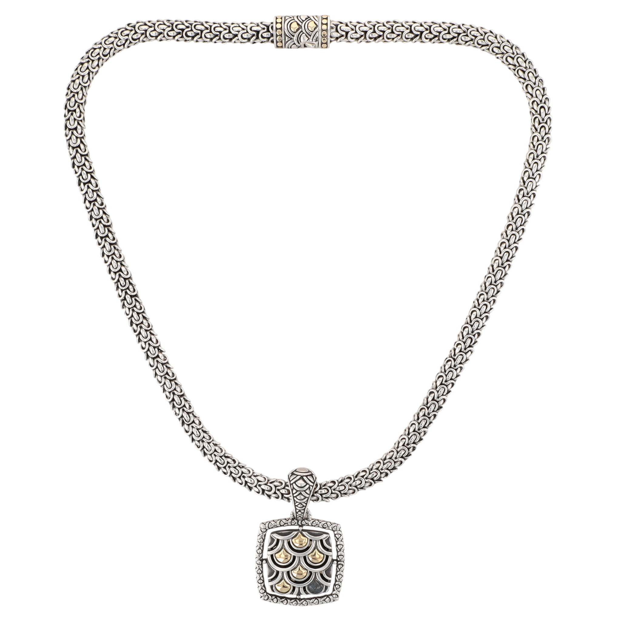 John Hardy 18K Yellow Gold Sterling Silver Dragon Scale Necklace