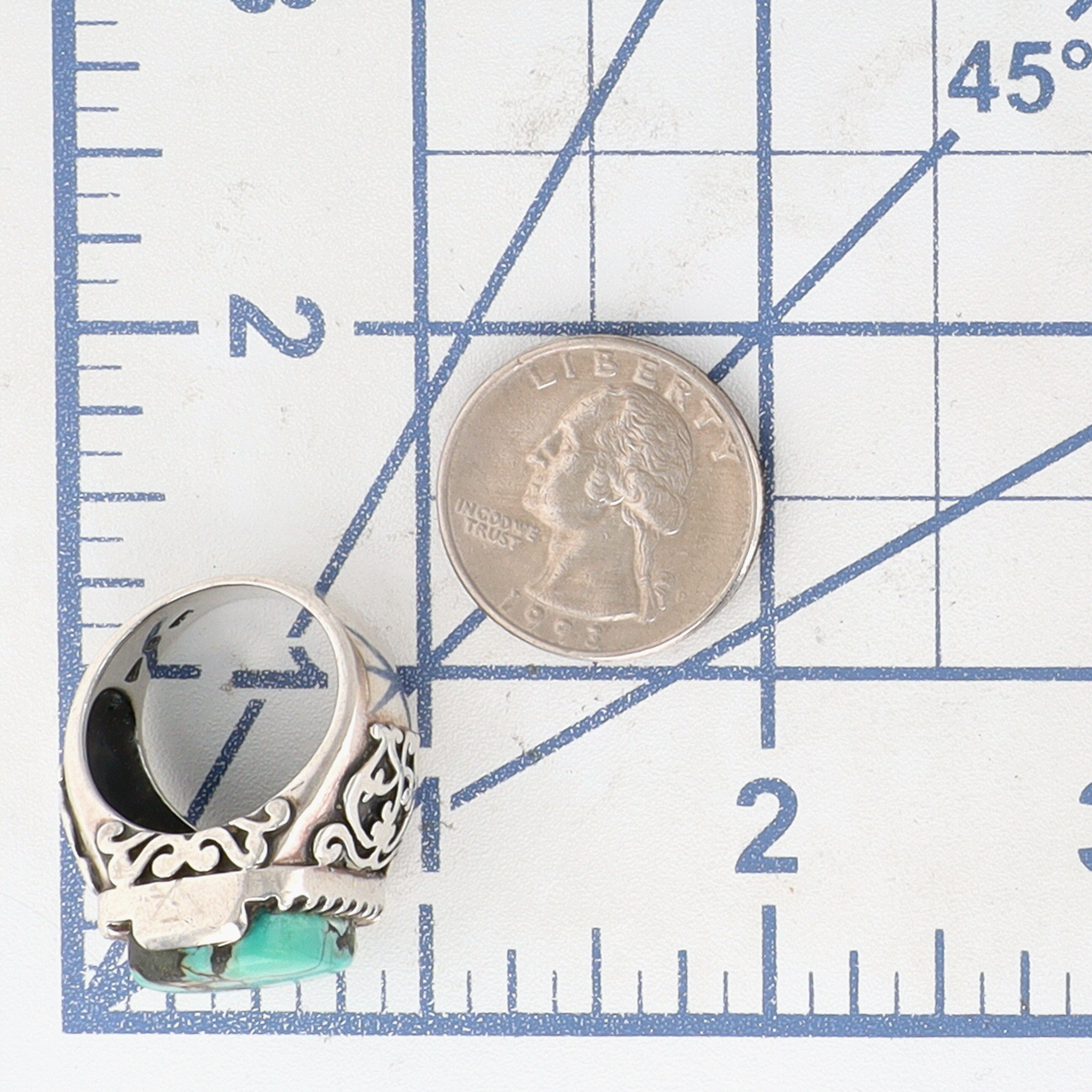 Silpada Sterling Silver Turquoise Scroll Ring Size 8