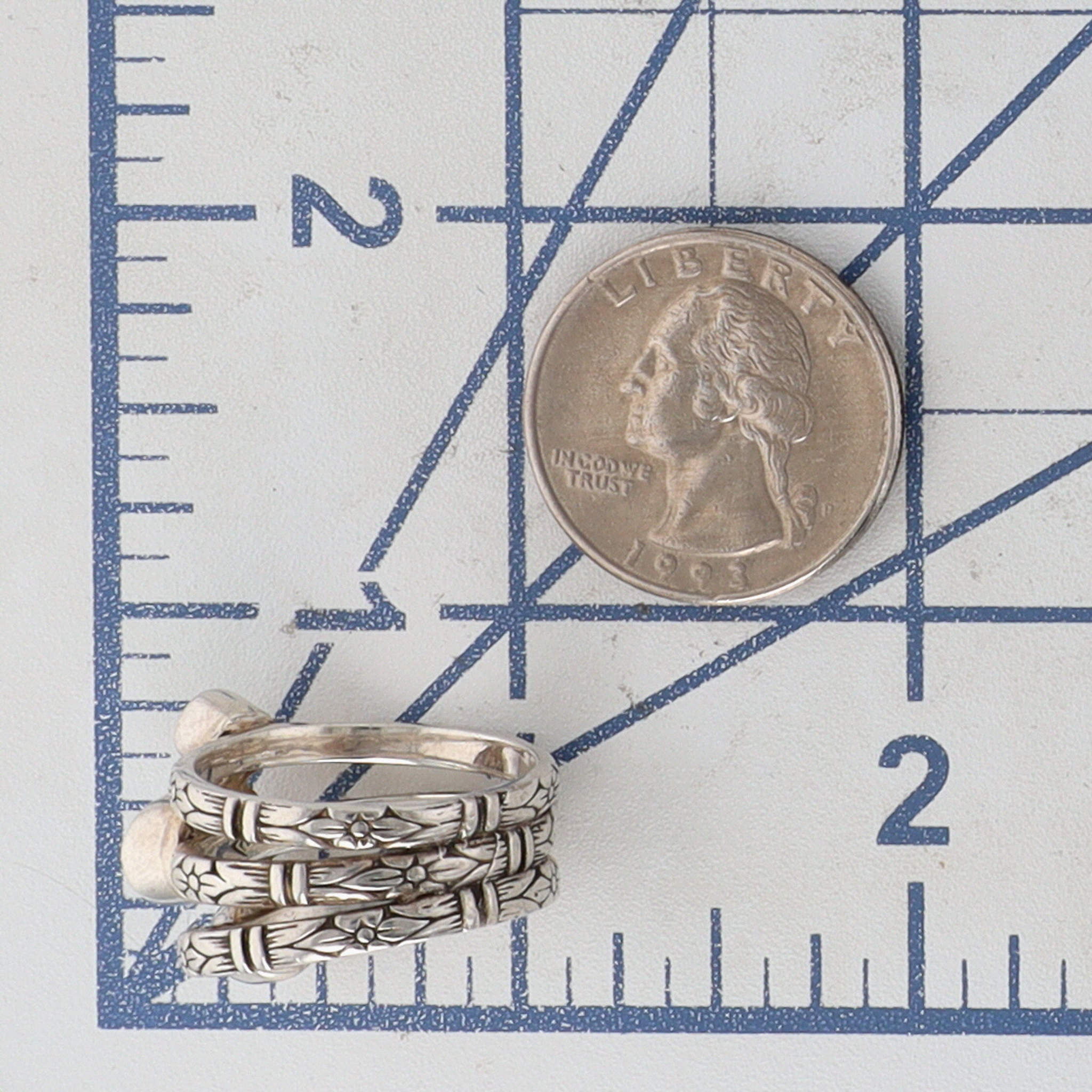 Silpada Sterling Silver Multi-Stone Tri Band Ring Size 9.25